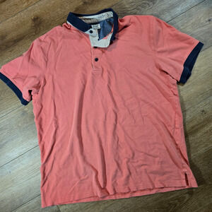 Vintage LL Bean Casco Bay Polo Shirt Mens XL Tall Pink 90s Ringer Tee Retro